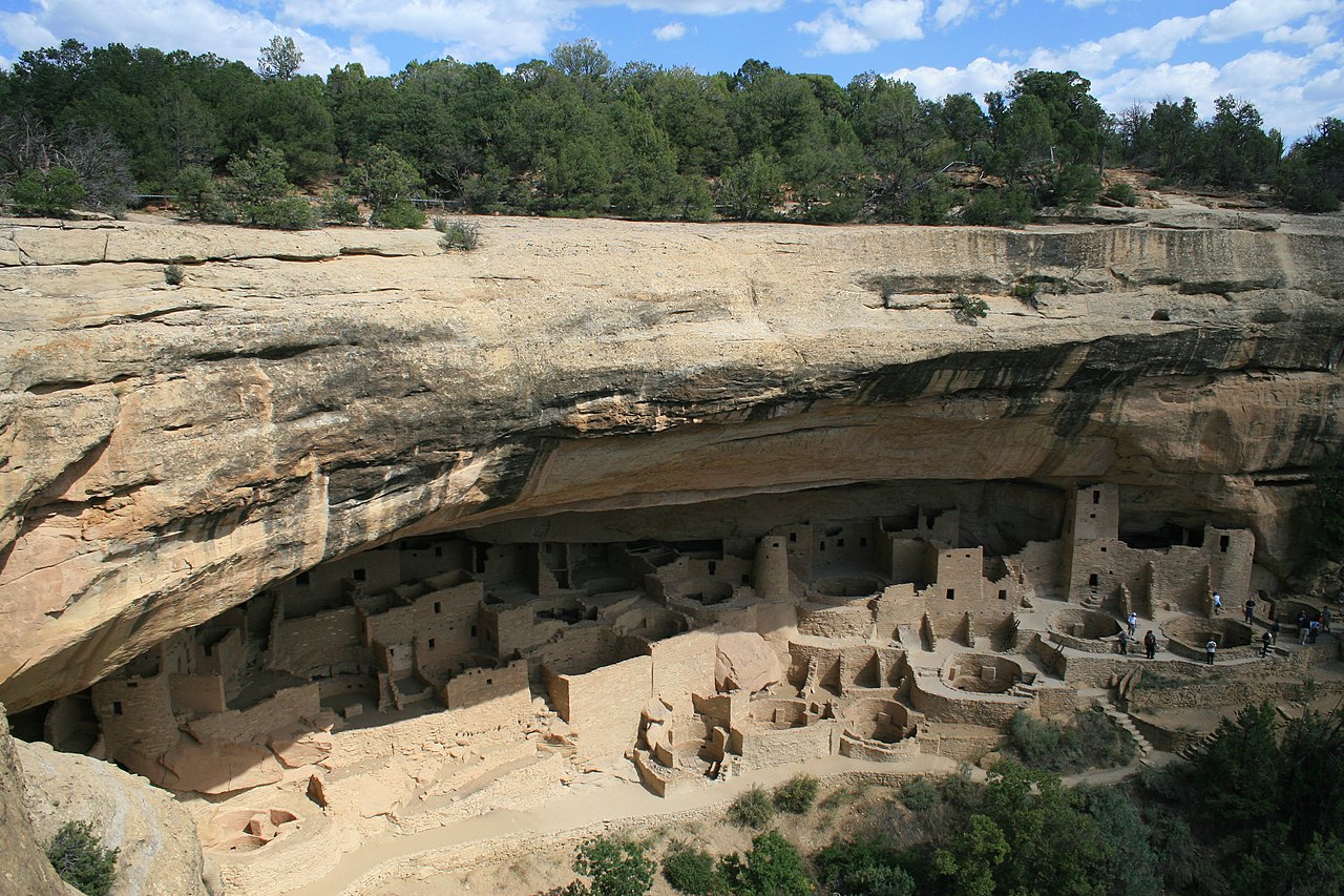 Cliff Palace at Mesa Verde, a large multi-story stone dwelling built into a sandstone alcove
