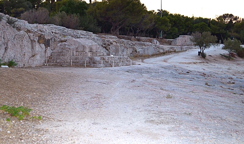 The bema (speaker's platform) on the Pnyx hill in Athens, where the Athenian citizen assembly met