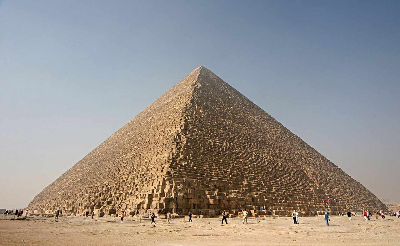 The Great Pyramid of Giza showing its massive limestone block construction