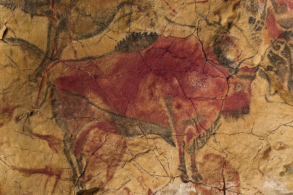 Polychrome bison painting from Altamira Cave, Spain