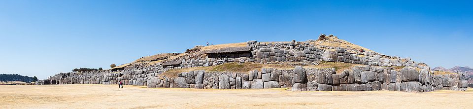 Panoramic view of the Sacsayhuaman citadel above Cusco, showing massive polygonal limestone blocks fitted without mortar
