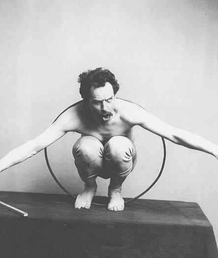 Franz Boas posing for a museum exhibit demonstrating a Kwakiutl dance, circa 1895