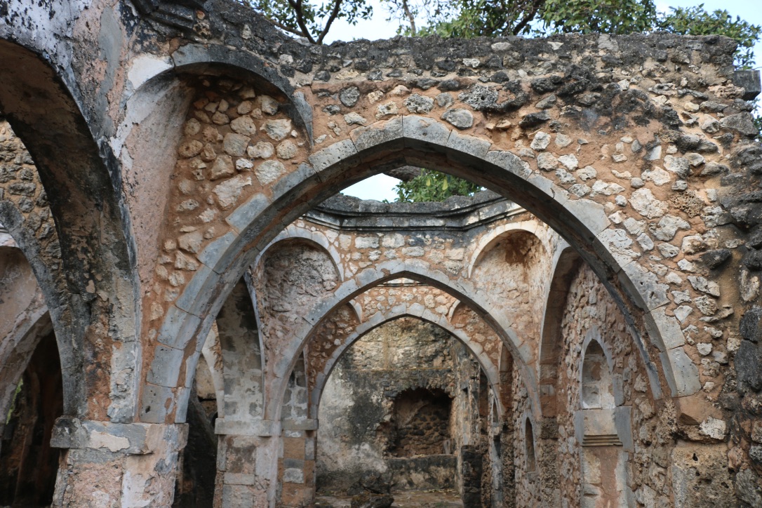 Stone ruins of the Great Mosque of Kilwa Kisiwani on the coast of Tanzania