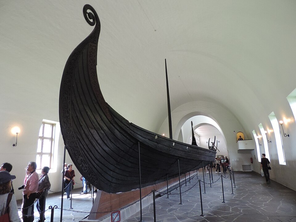 The Oseberg ship displayed at the Viking Ship Museum in Oslo