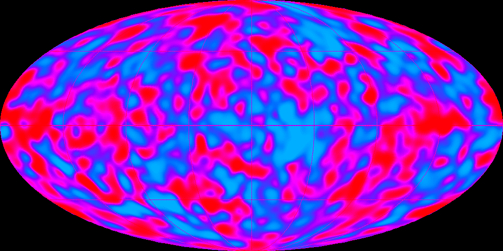 Full-sky map of CMB temperature fluctuations from the COBE satellite showing the dipole and Milky Way emission