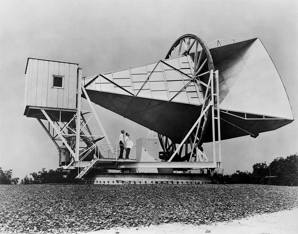 The Holmdel Horn Antenna at Bell Telephone Laboratories in New Jersey where the CMB was accidentally discovered in 1965