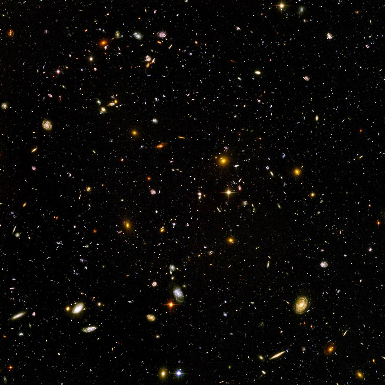 The Hubble Ultra Deep Field, is an image of a small region of space in the constellation Fornax, composited from Hubble Space Telescope data accumulat