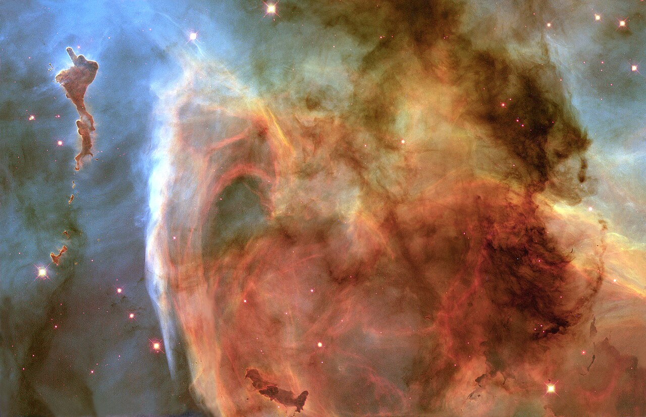 The Keyhole Nebula, within NGC 3372.  A mosaic of four April 1999 images by Hubble's Wide Field Planetary Camera 2.