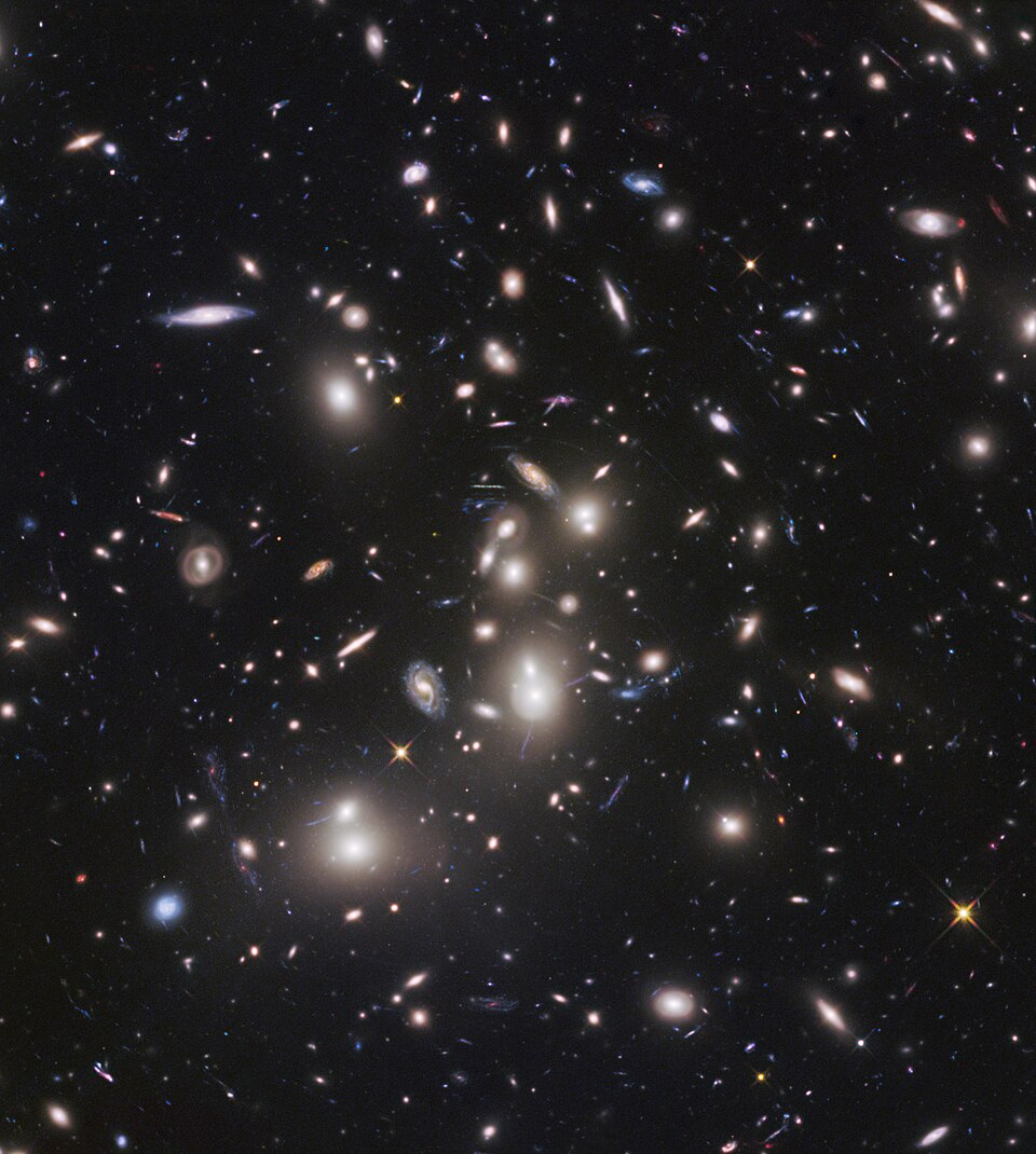 Pandora's Cluster (Abell 2744), a massive galaxy cluster showing interacting substructures
