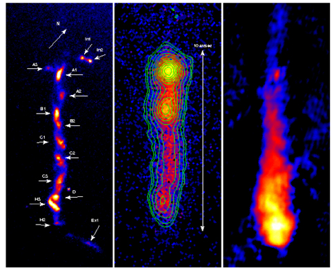 Multi-wavelength comparison of the quasar 3C 273 showing its appearance from radio to X-ray wavelengths