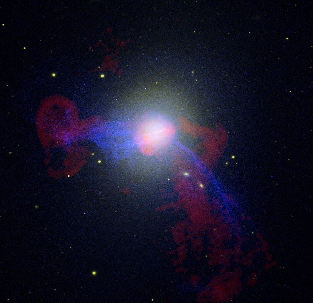 Composite radio, X-ray, and optical image of galaxy M87 and its relativistic jet