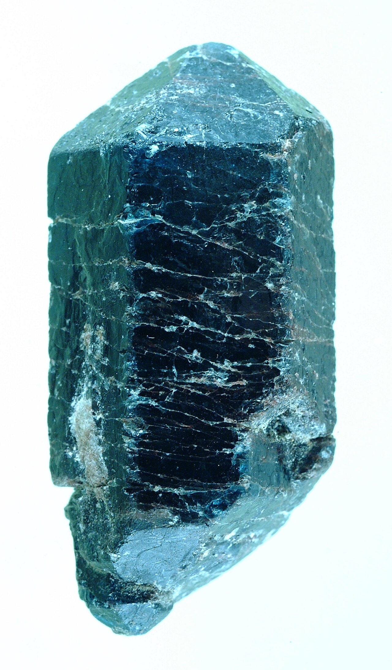 A transparent apatite crystal specimen, the most widely used mineral in fission track dating