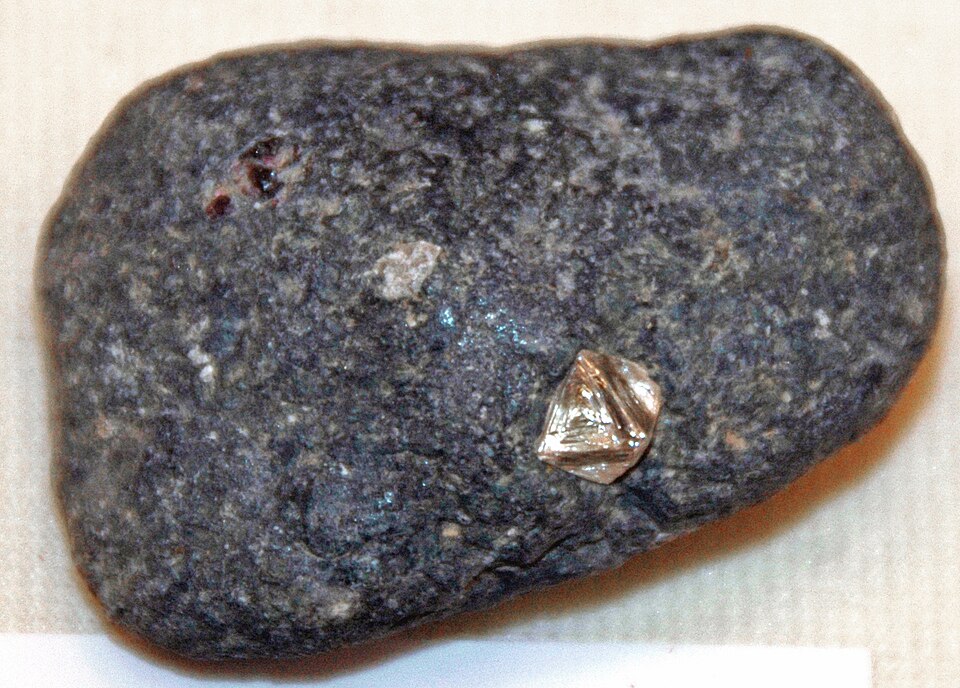 A diamond crystal embedded in a kimberlite matrix from the Mir kimberlite pipe, Siberia, Russia