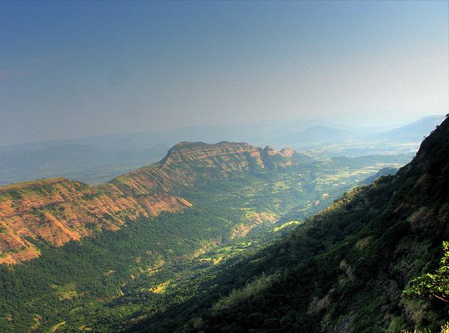 Layered basalt lava flows of the Deccan Traps in western India