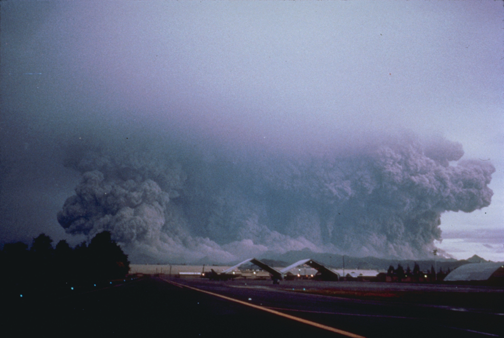 The June 15 1991 Plinian eruption of Mount Pinatubo sending a massive ash column into the stratosphere