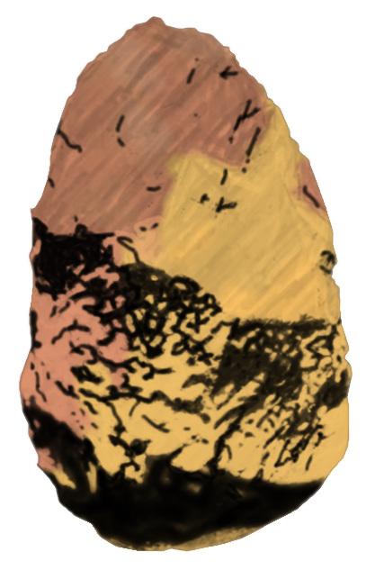 Acheulean handaxe showing characteristic bifacial flaking and teardrop shape