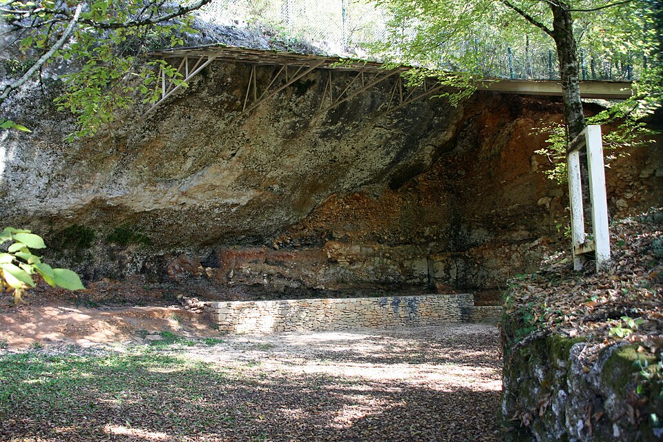 The great rockshelter of La Ferrassie at Savignac-de-Miremont, Dordogne, France.