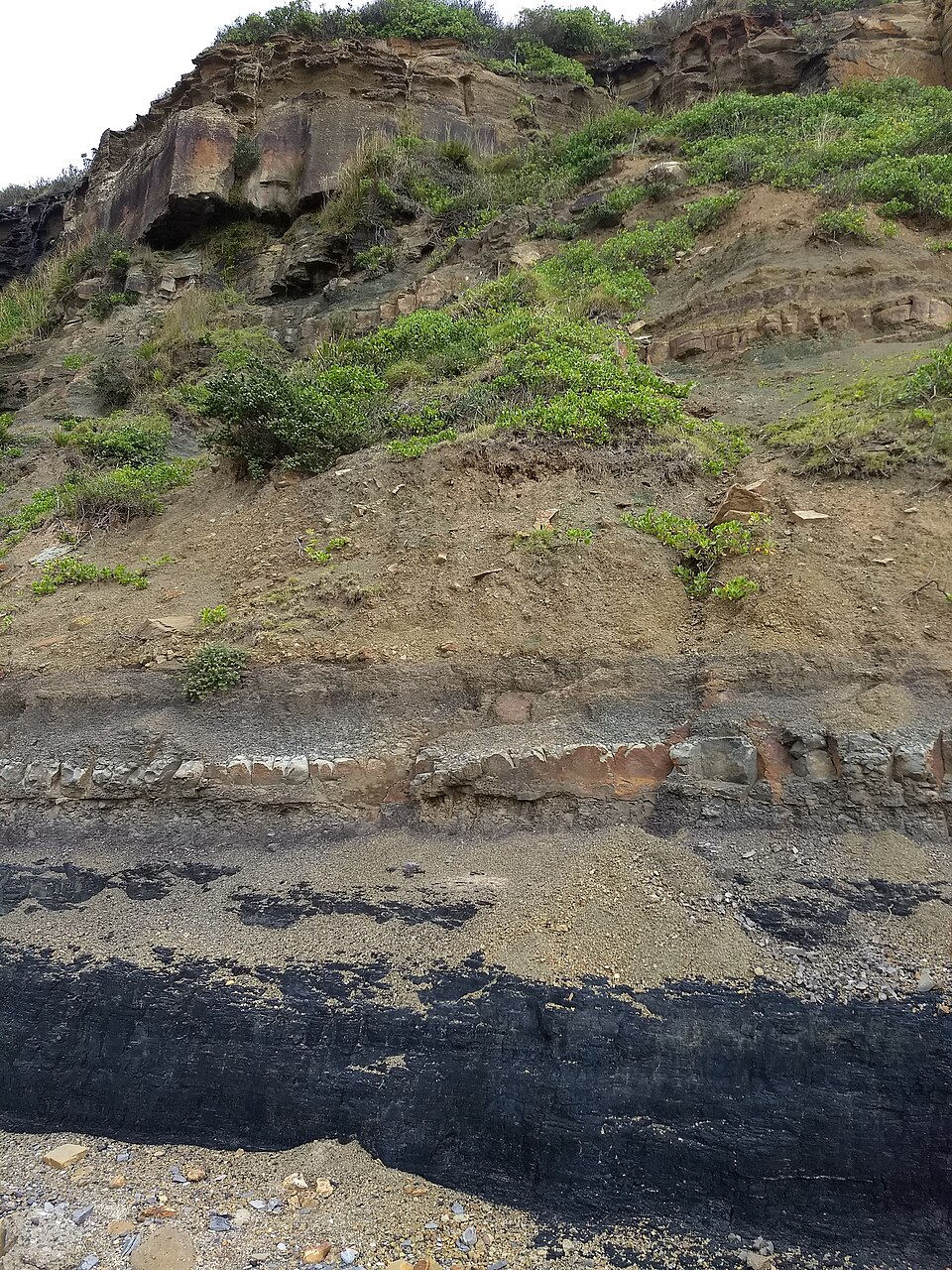 Permian-Triassic boundary at Frazer Beach, New South Wales, Australia, showing the transition between Permian and Triassic rock layers
