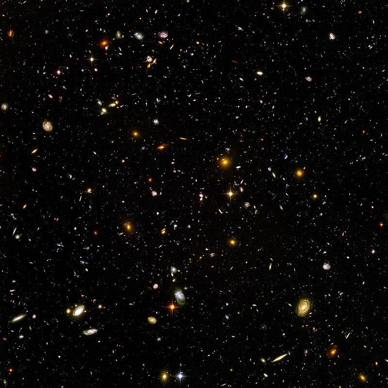 Hubble Ultra Deep Field showing thousands of galaxies in a tiny patch of sky