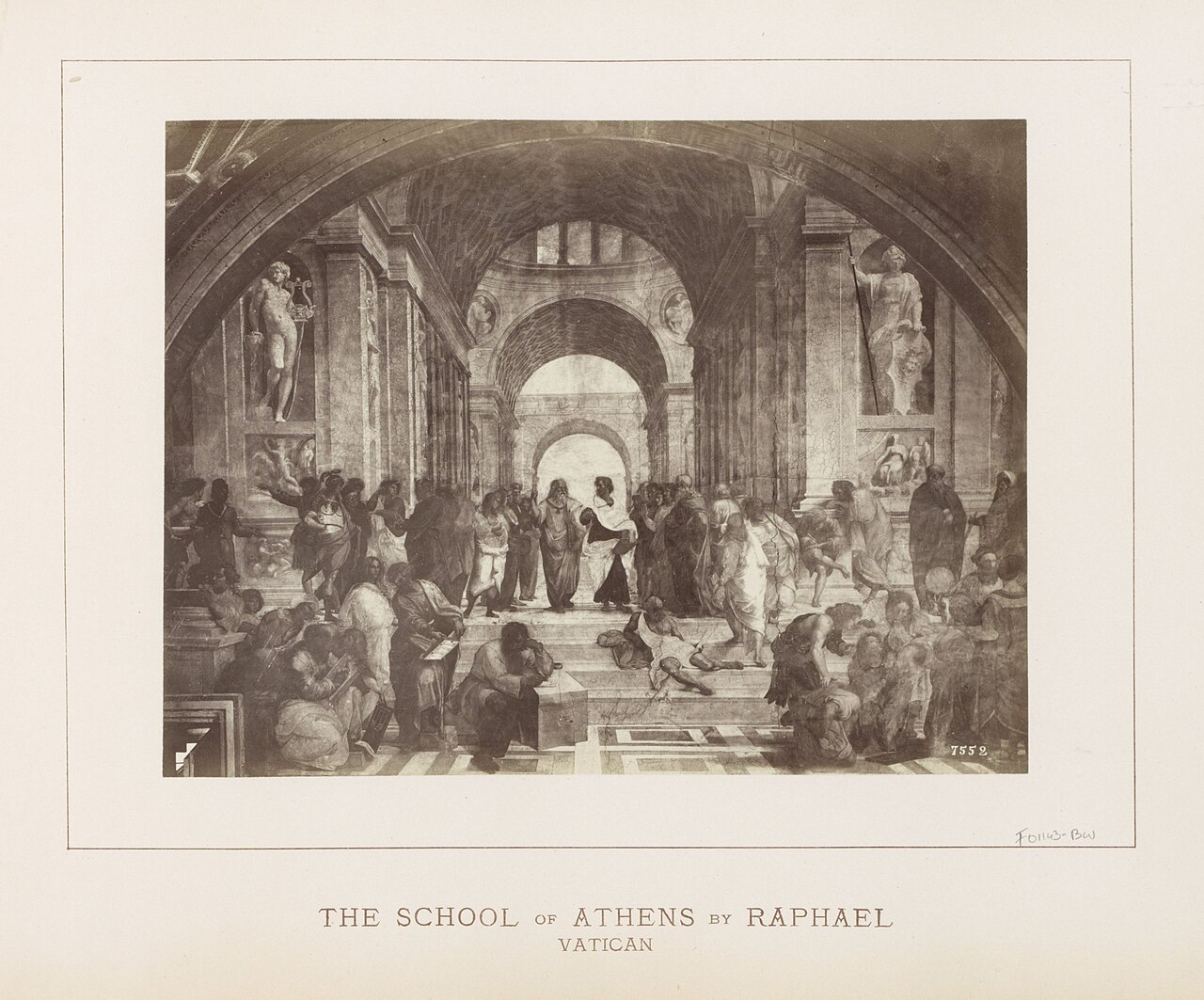 IdentificatieTitel(s): Fotoreproductie van het fresco De school van Athene door Rafaël. The School of Athens by Raphael, Vatican (titel op object)Obje