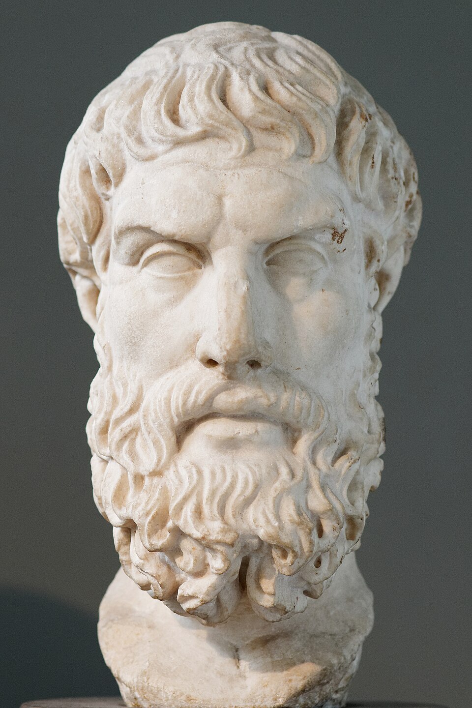 Roman marble bust of Epicurus from the British Museum, a copy of a lost Hellenistic original