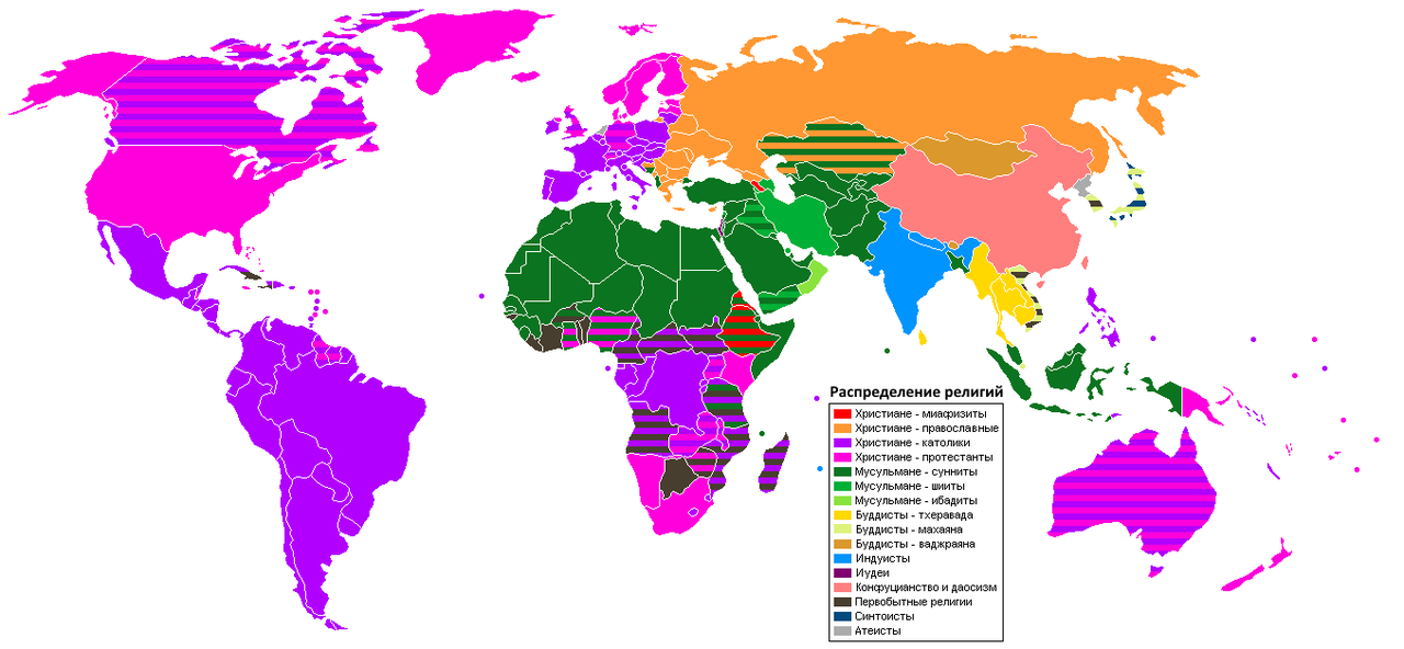 Распределение религий/конфессий  Distribution of religions/denominations
