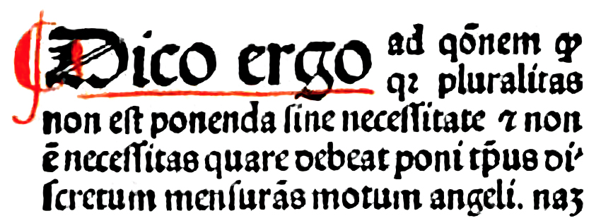Manuscript page attributed to William of Ockham containing the parsimony principle