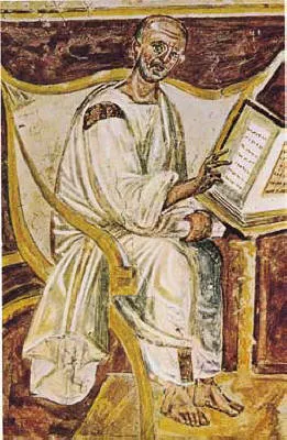 Sixth-century fresco of Saint Augustine from the Lateran in Rome