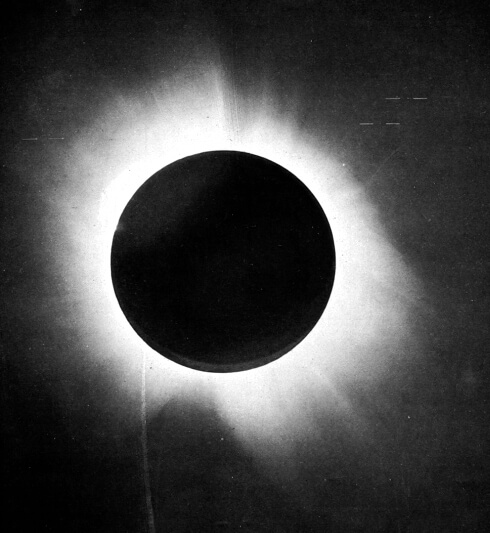 Caption:   From the report of Sir Arthur Eddington on the expedition to verify Albert Einstein's prediction of the bending of light around the sun. In