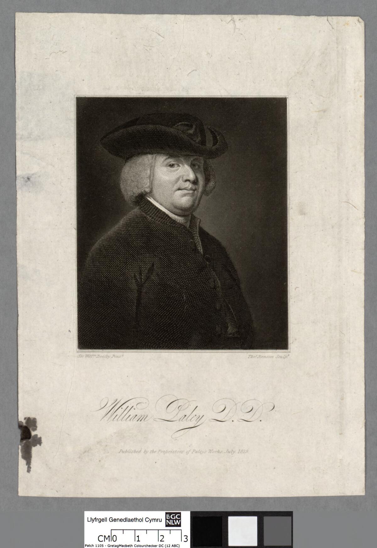 A portrait from the Welsh Portrait Collection at the National Library of Wales. Depicted person:  William Paley – Christian apologist, natural theolog