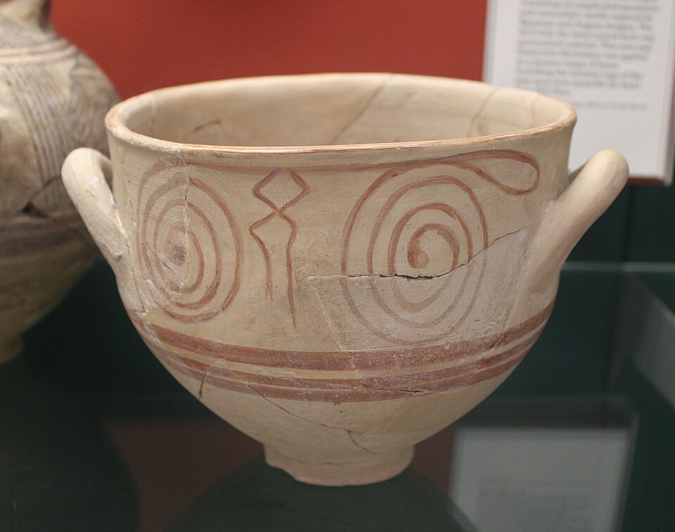 Painted Philistine bowl from Tell Fara, British Museum, 12th century BCE