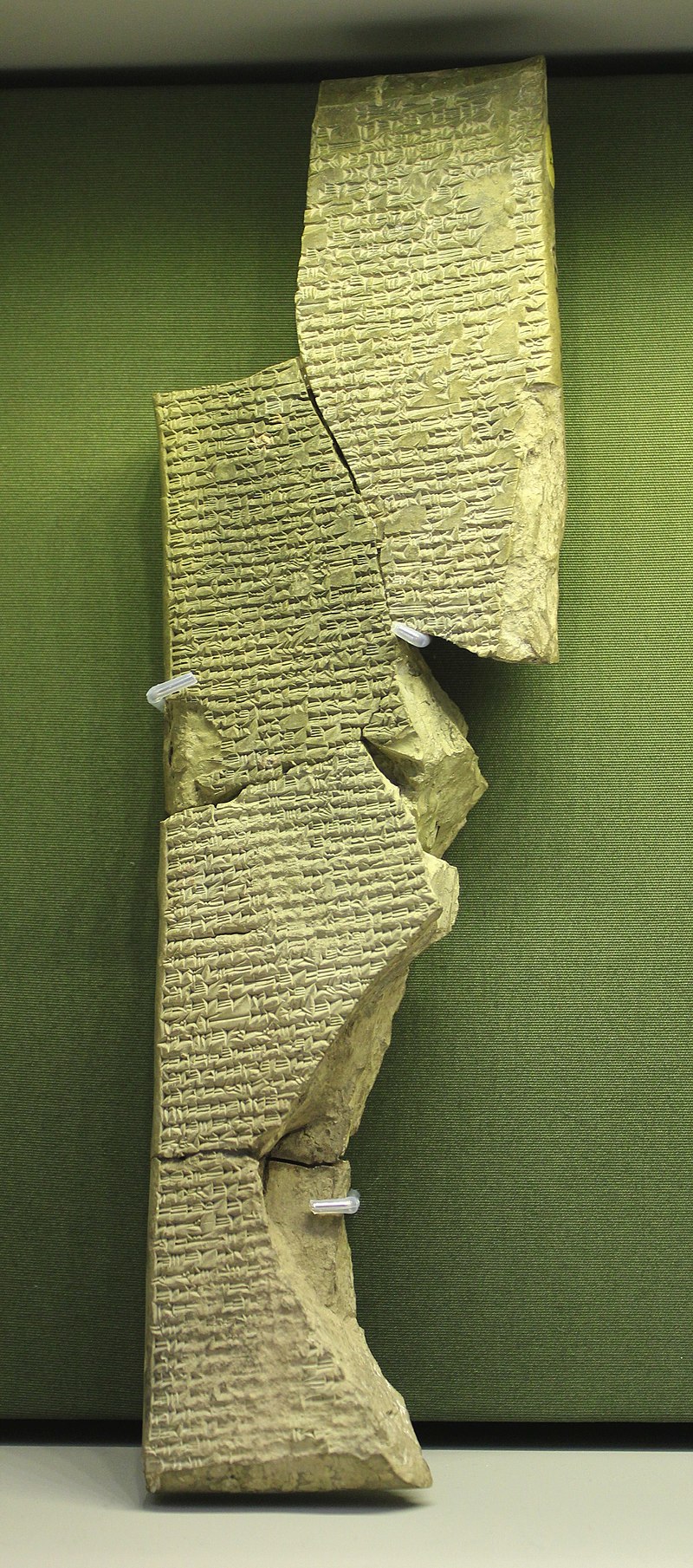 A cuneiform clay tablet fragment from Enuma Elish, the Babylonian creation epic, from the Library of Ashurbanipal at Nineveh