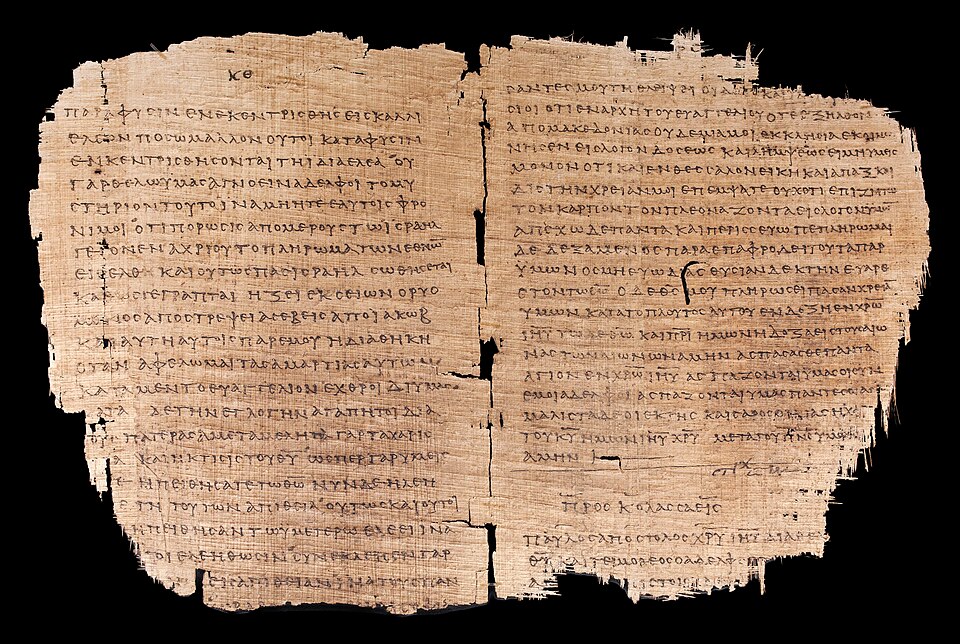 Papyrus 46 bifolio containing Pauline epistles from the Chester Beatty Library, Dublin